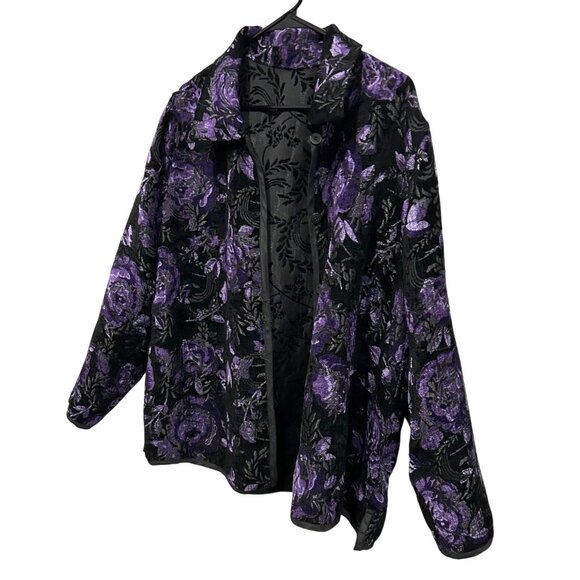 Reversible Black & Purple Floral Jacket Womens - Picture 5 of 9